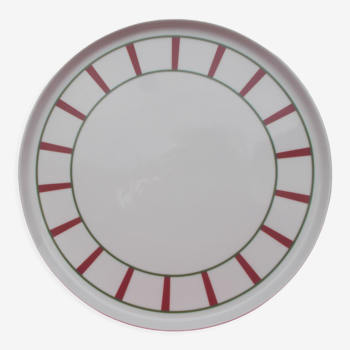 Plat rond basque porcelaine verte et rouge