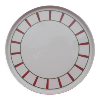 Plat rond basque porcelaine verte et rouge