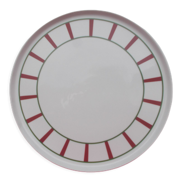 Round Basque dish green and red porcelain