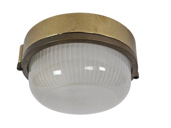 Lampe de navire - Lampe à œil de bœuf - laiton - verre - lampe murale - solide - années 80