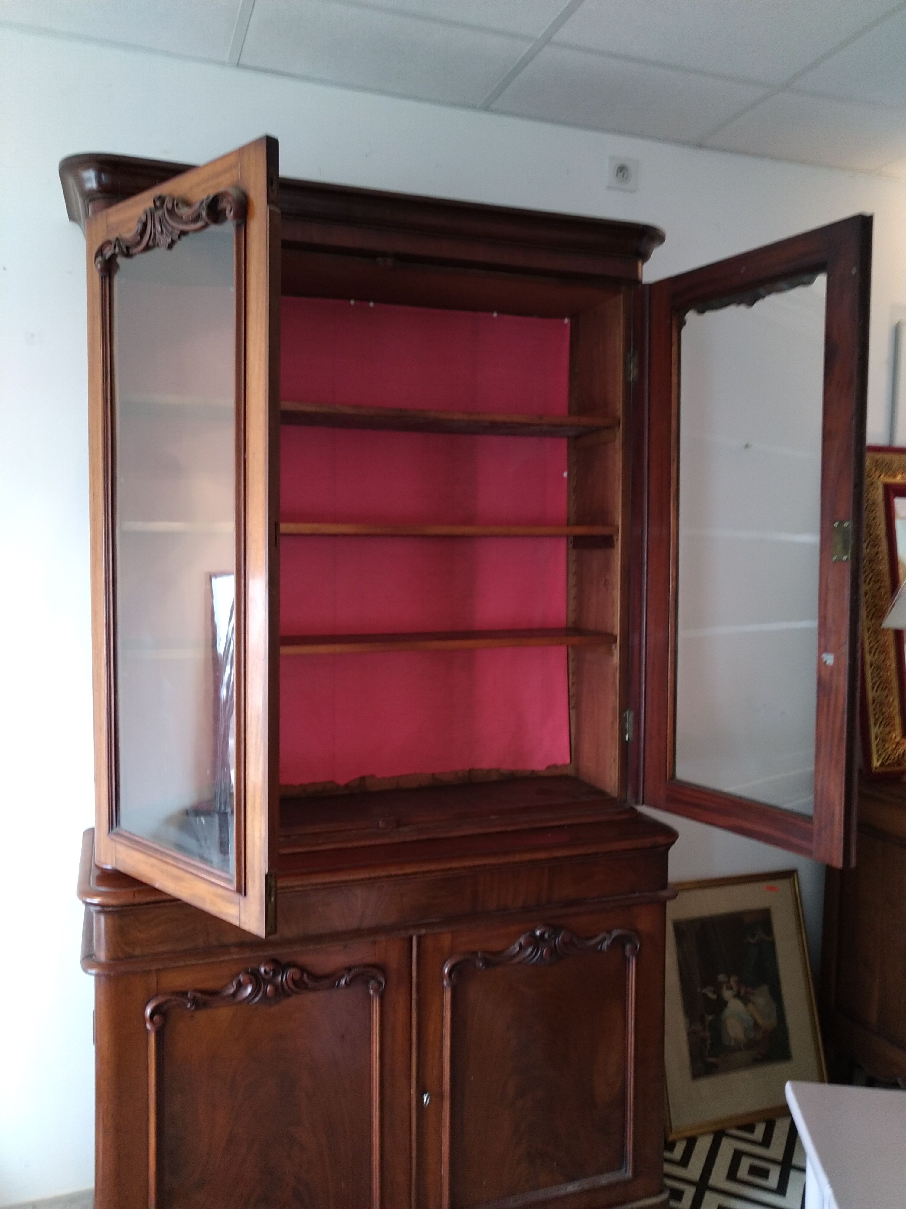 Mahogany glass bookcase