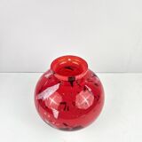 Vintage red glass ball vase