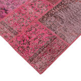 Handwoven turkish contemporary 186 cm x 288 cm pink patchwork rug