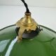 Old conical industrial pendant light in green enamelled sheet metal