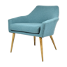 Fauteuil vintage Shell, tissu turquoise, années 1960