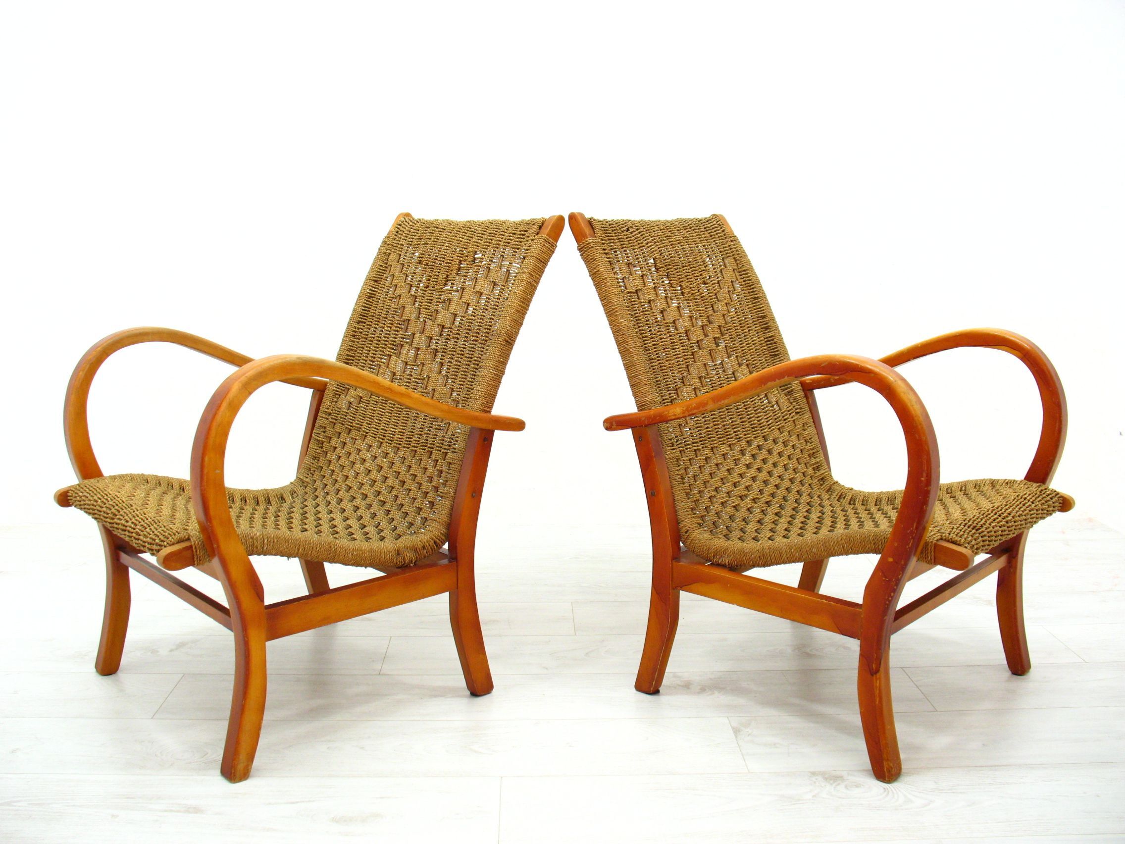 Chaises en corde vintage, 1970