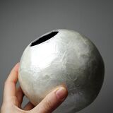 Small round vase in natural capiz mother-of-pearl contemporary.