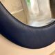 Oval wall mirror 1970s blue faux leather