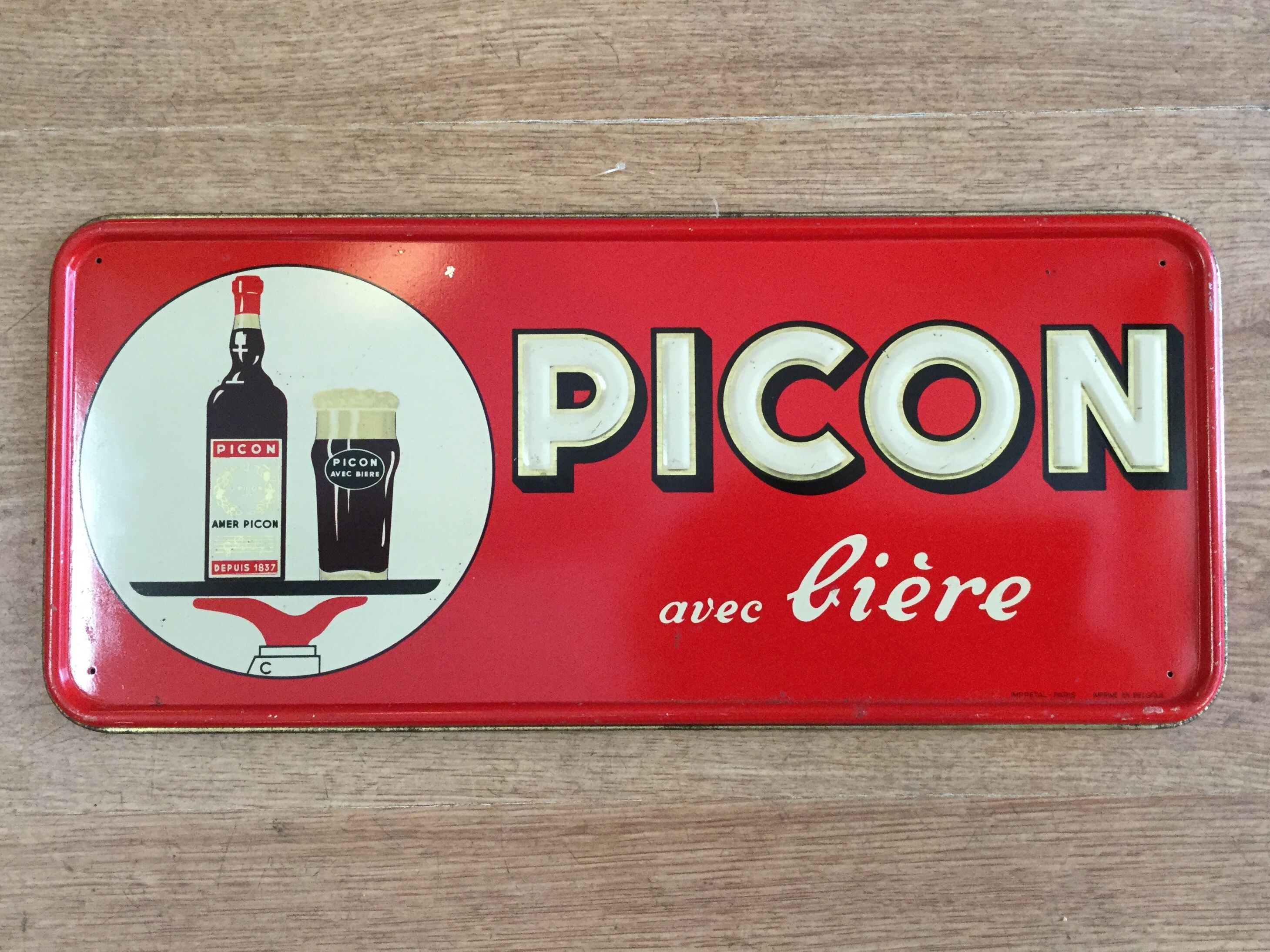 Plaque en tôle Picon des années 50