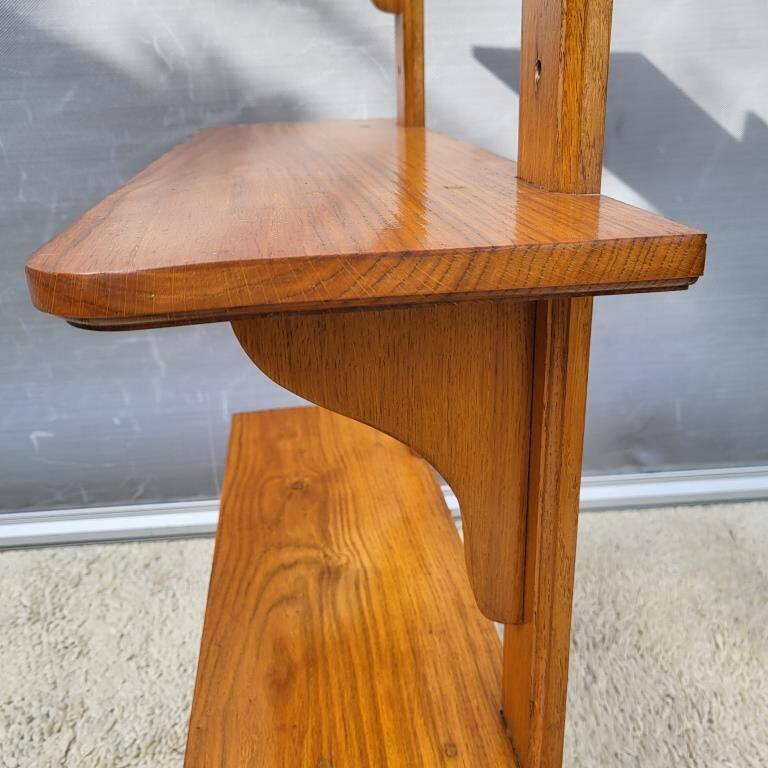 3-shelf oak wall shelf