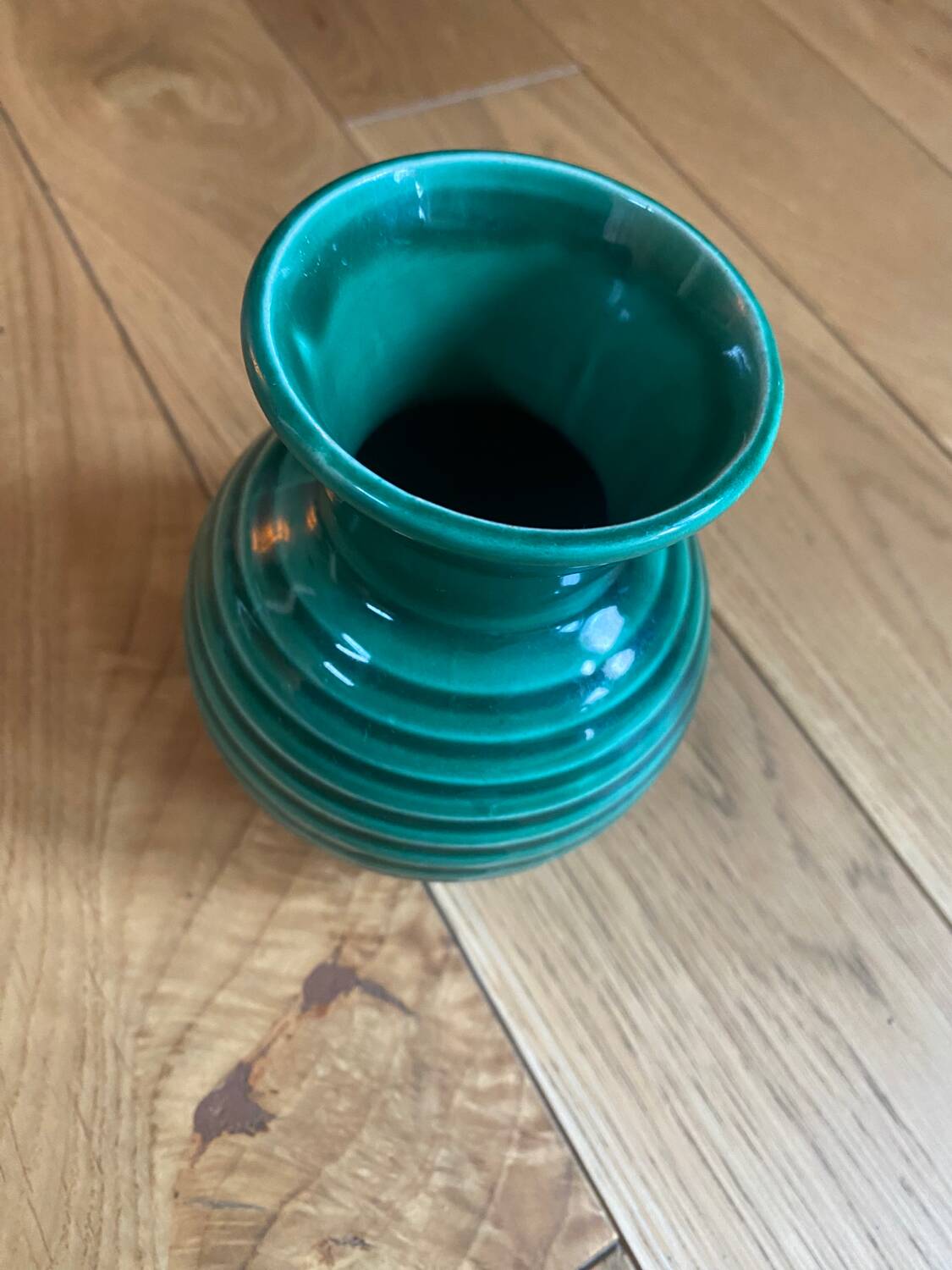 Green ceramic vase