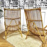 Paire fauteuils en rotin vintage