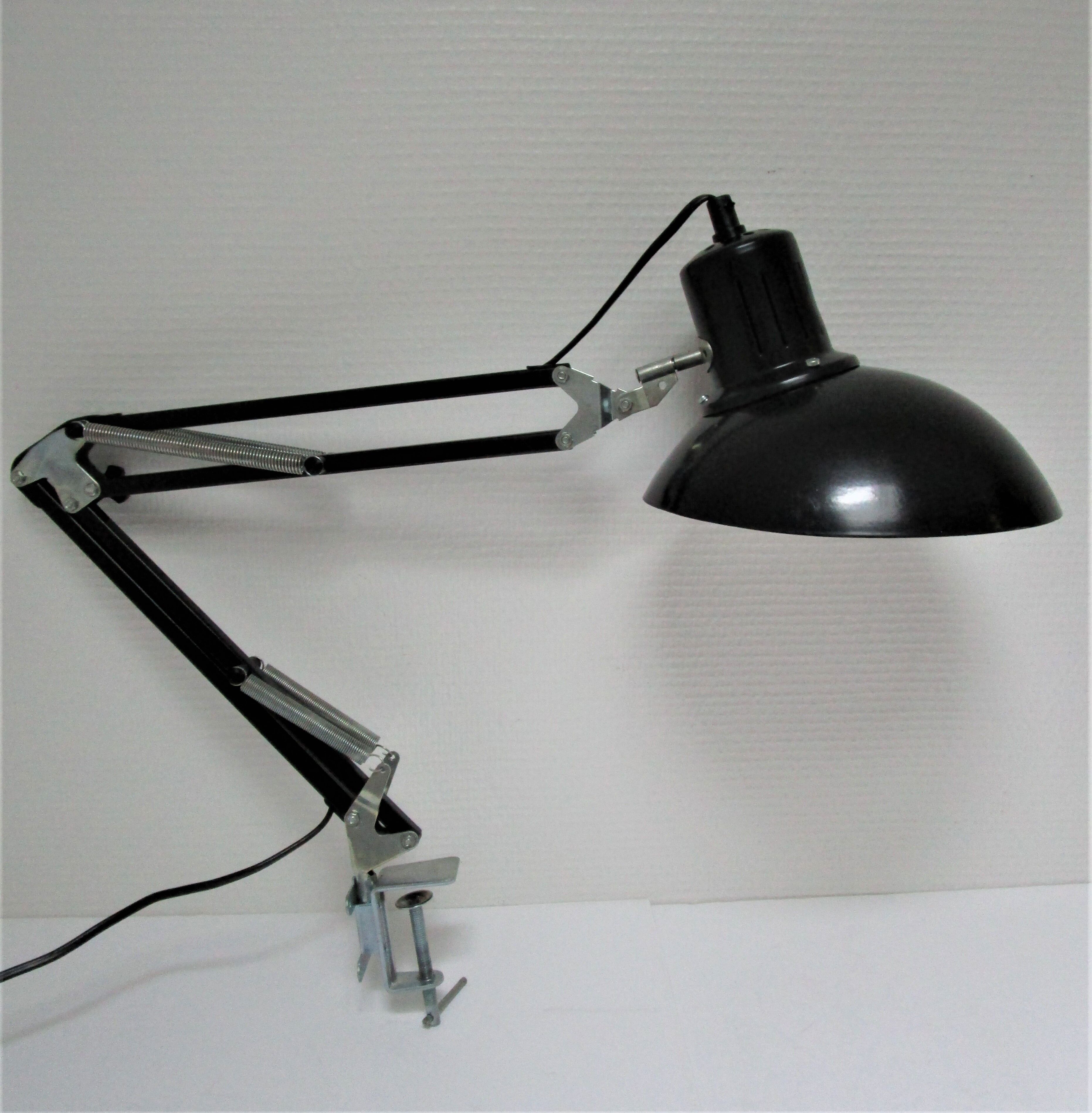 Lamp architect metal black design Aluminor vintage