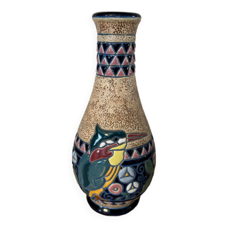Amphore tchèque - vase art déco avec roi pêcheur