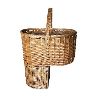 Asymmetrical woven rattan basket