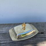 Acorn silver metal butter dish