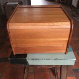 Teak box with curtain door