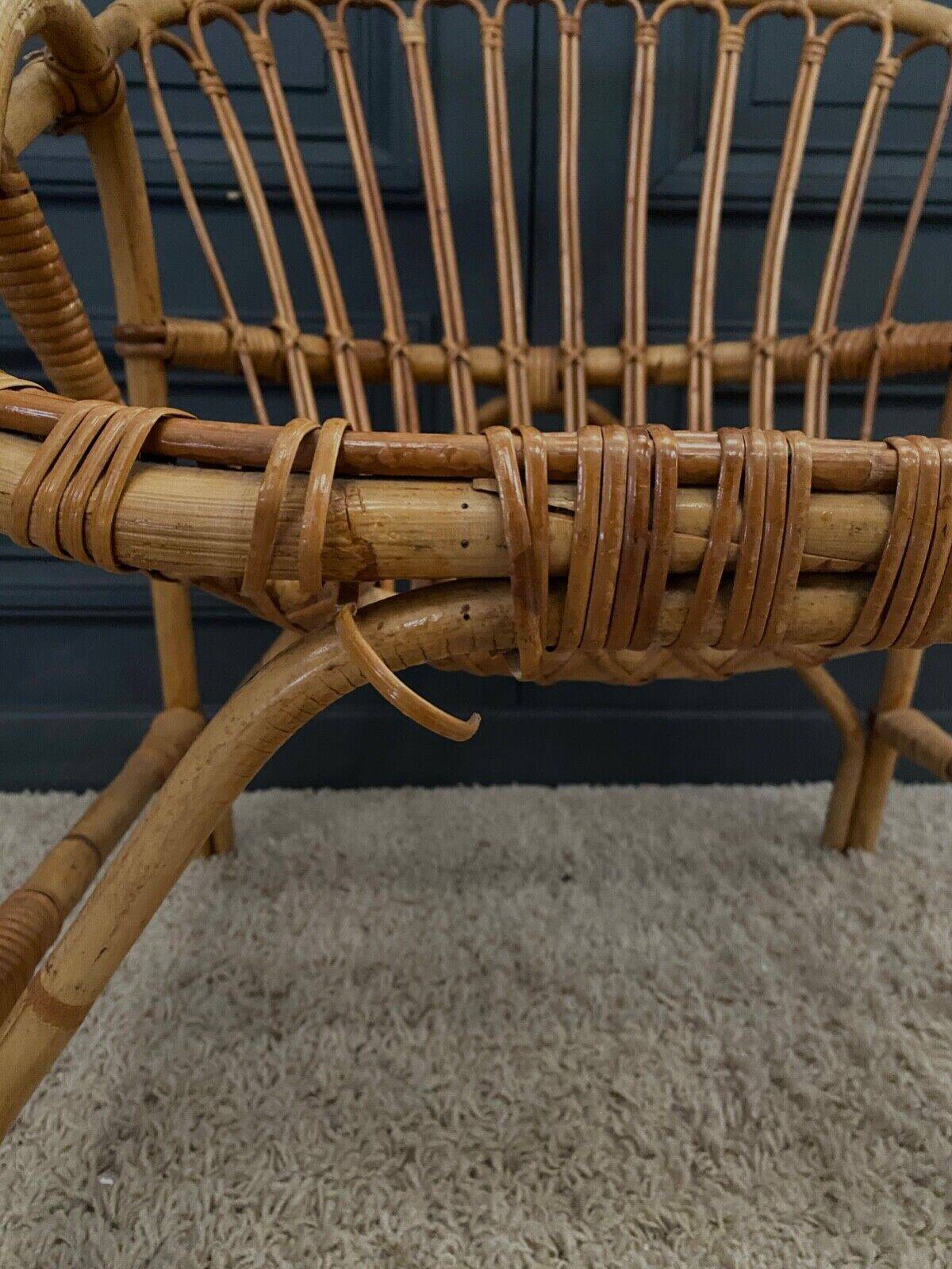 Paire de fauteuils en rotin, travail français 1960