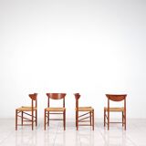 Ensemble de 4 chaises à repas en teck par Peter Hvidt & Orla Molgaard-Nielsen