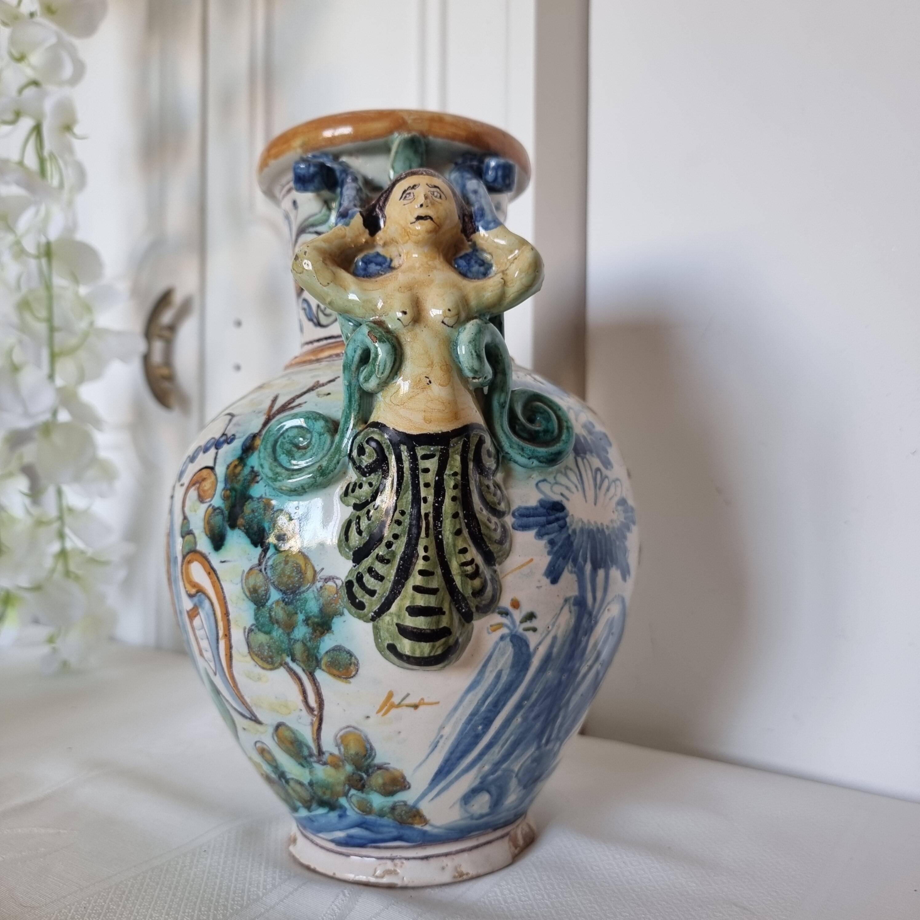 Ancient Spanish pottery amphora, Talavera Niveiro pottery 19th century