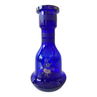 Atypique Gros Vase Photophore Verre Épais Bleu Cobalt Décoratif Carafe