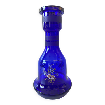 Unusual Large Vase/Candle Holder, Thick Cobalt Blue Glass, Decorative Carafe