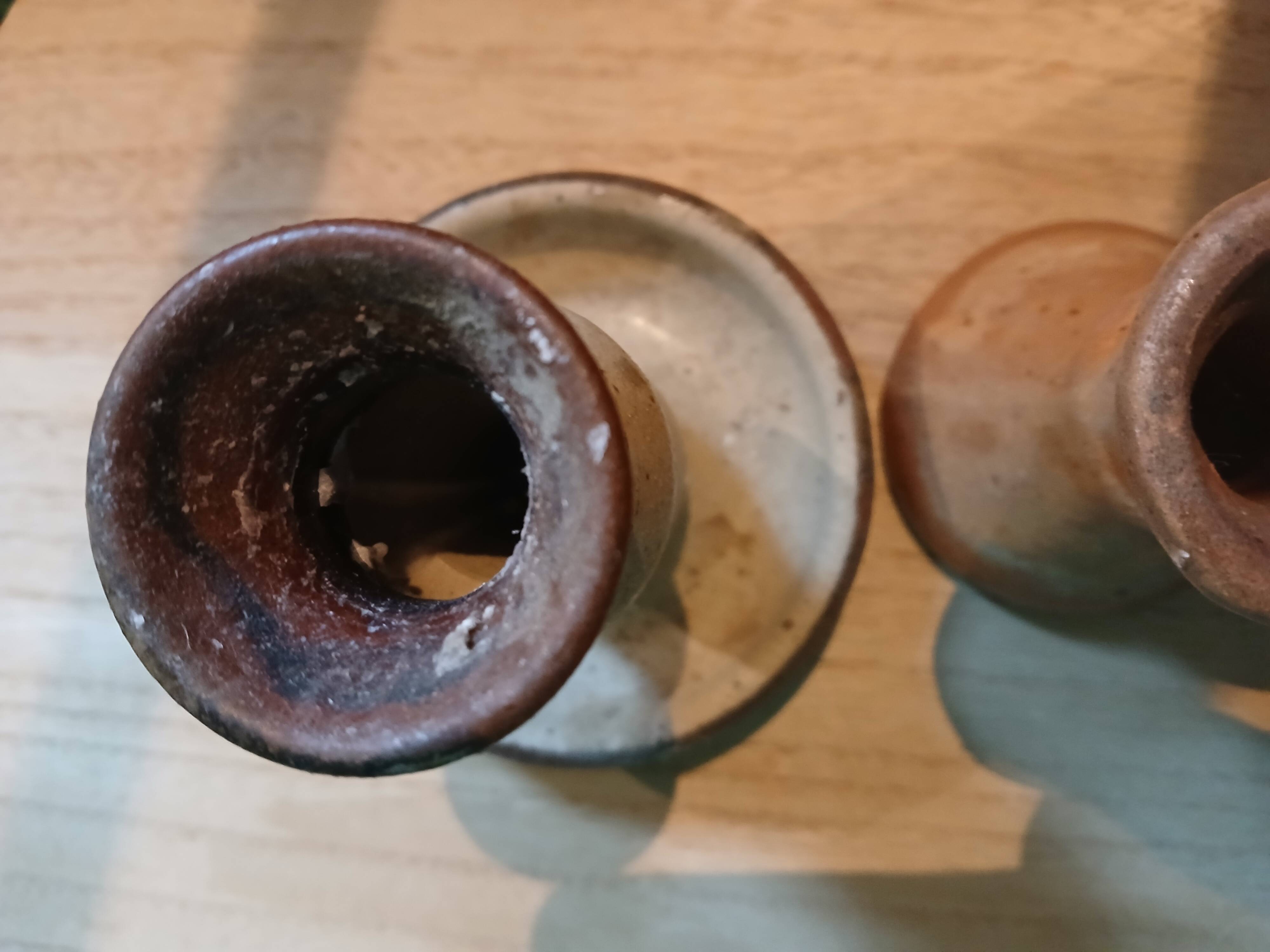 Bougeoirs en grès vintage