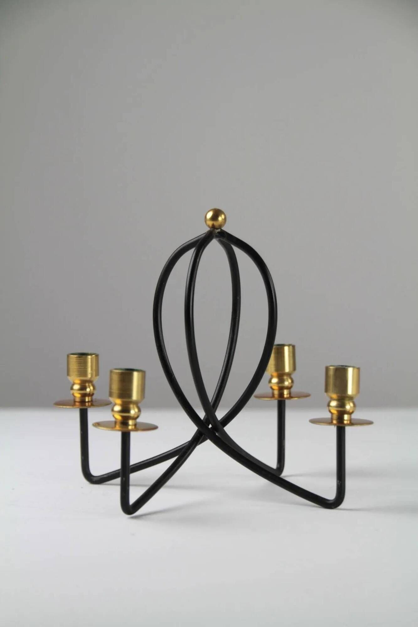 Black & brass four-light candle holder – Gunnar Ander for Ystad-Metall, Sweden, 1950s/1960s