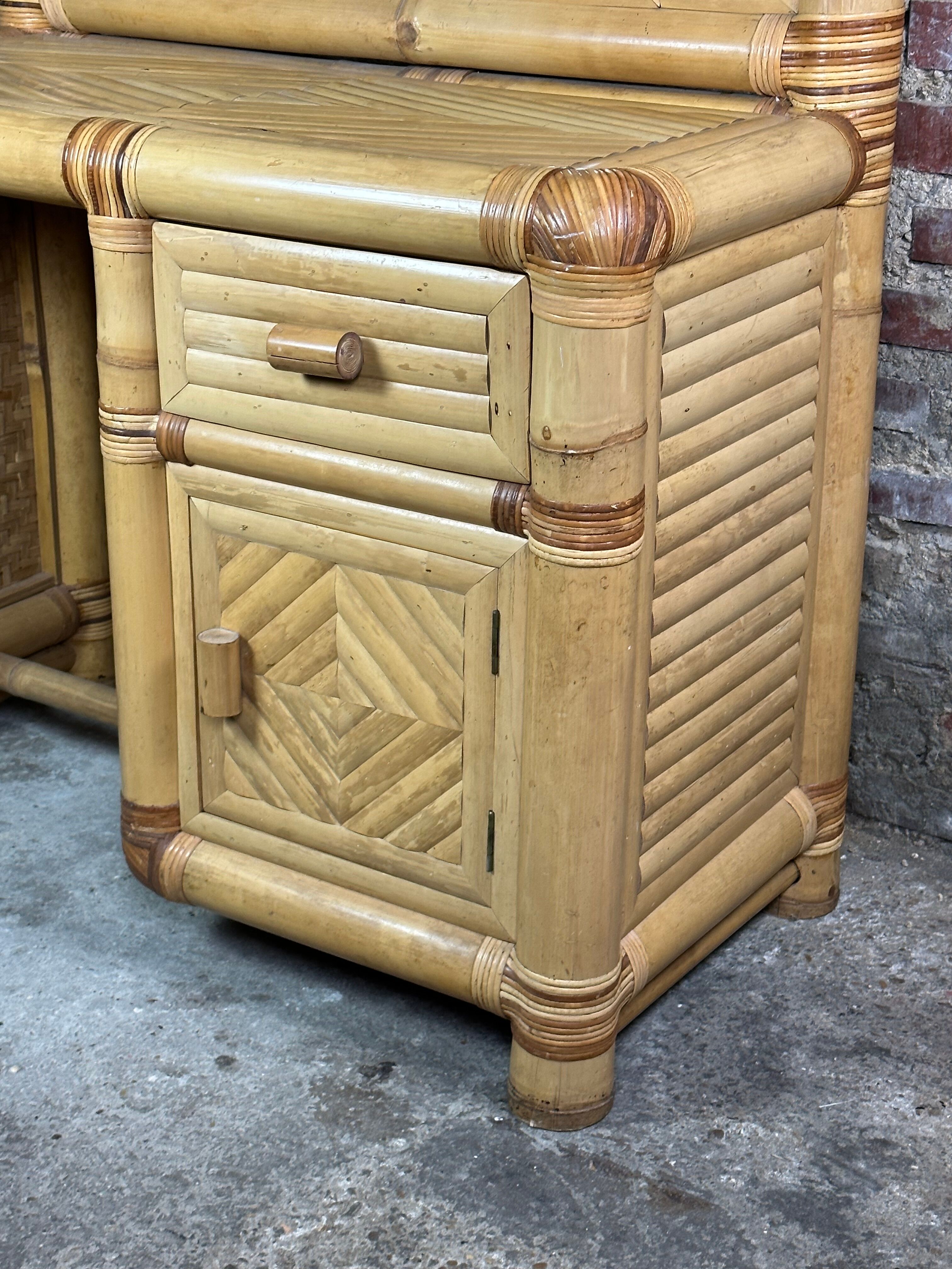 Coiffeuse en bambou vintage 1970