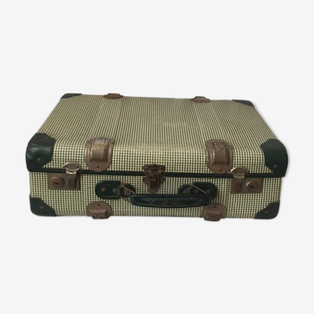 Valise beige et verte des années 50