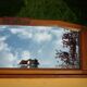 Low mirror in a carved wooden art-deco 1930 112x36cm