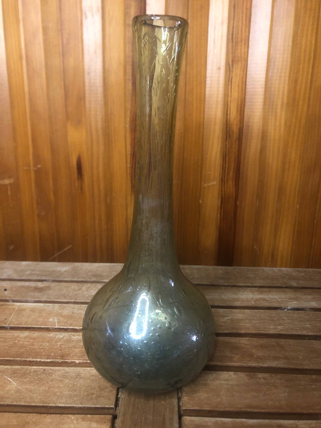 Old biot soliflore vase vintage bubble blown glass #a408
