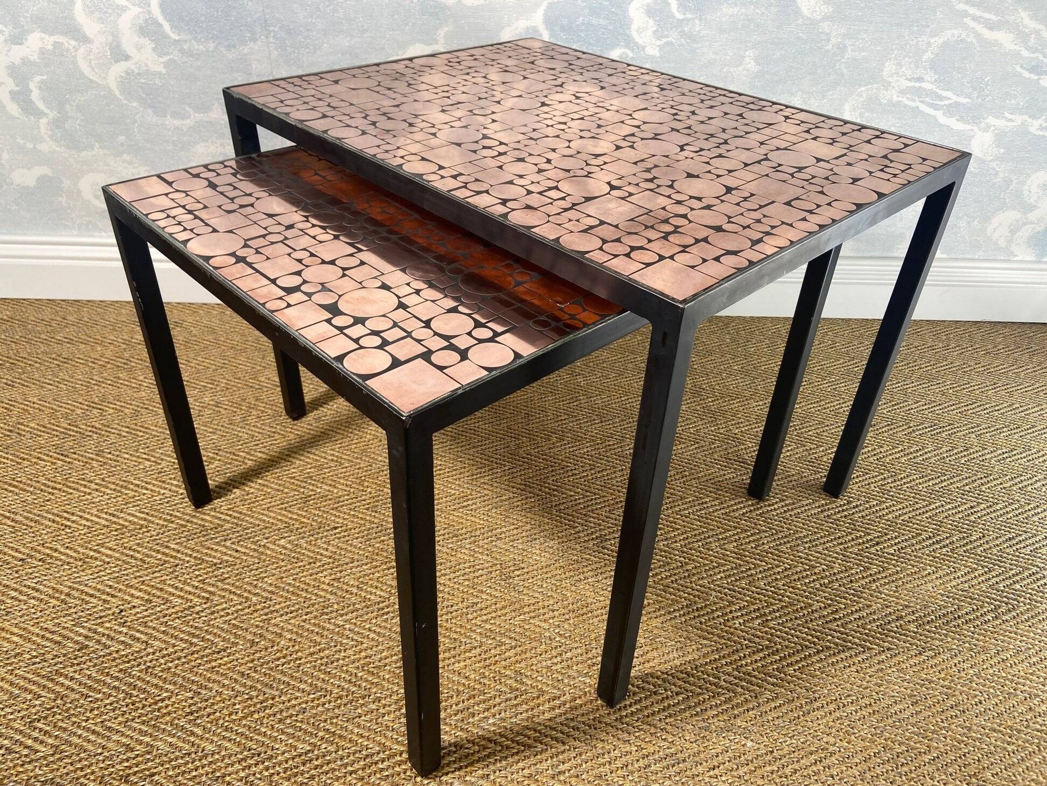 Tables gigognes en cuivre par Herbert Hirche pour Rosenthal, Allemagne, années 1970