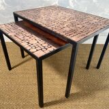 Nested copper tables by Herbert Hirche for Rosenthal, Germany, 1970s.