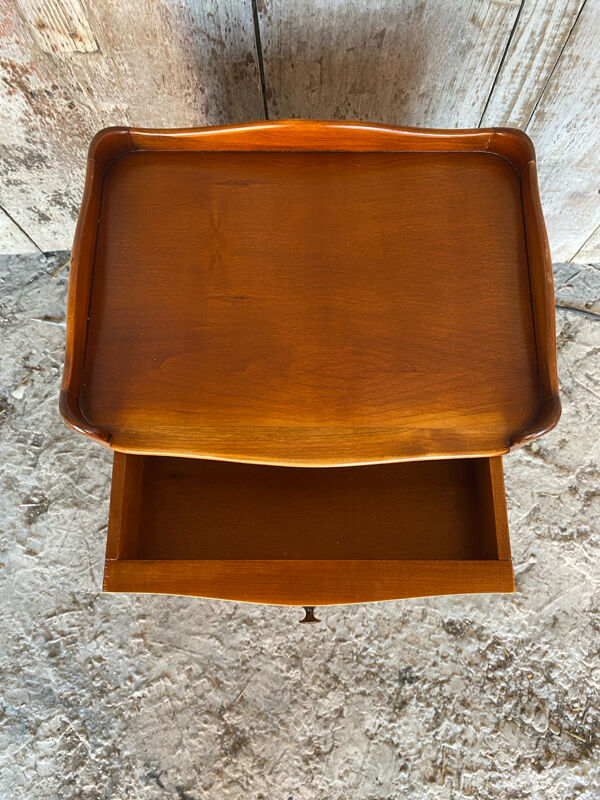 Chevet ancien table nuit style louis xv bois tiroir + case vintage