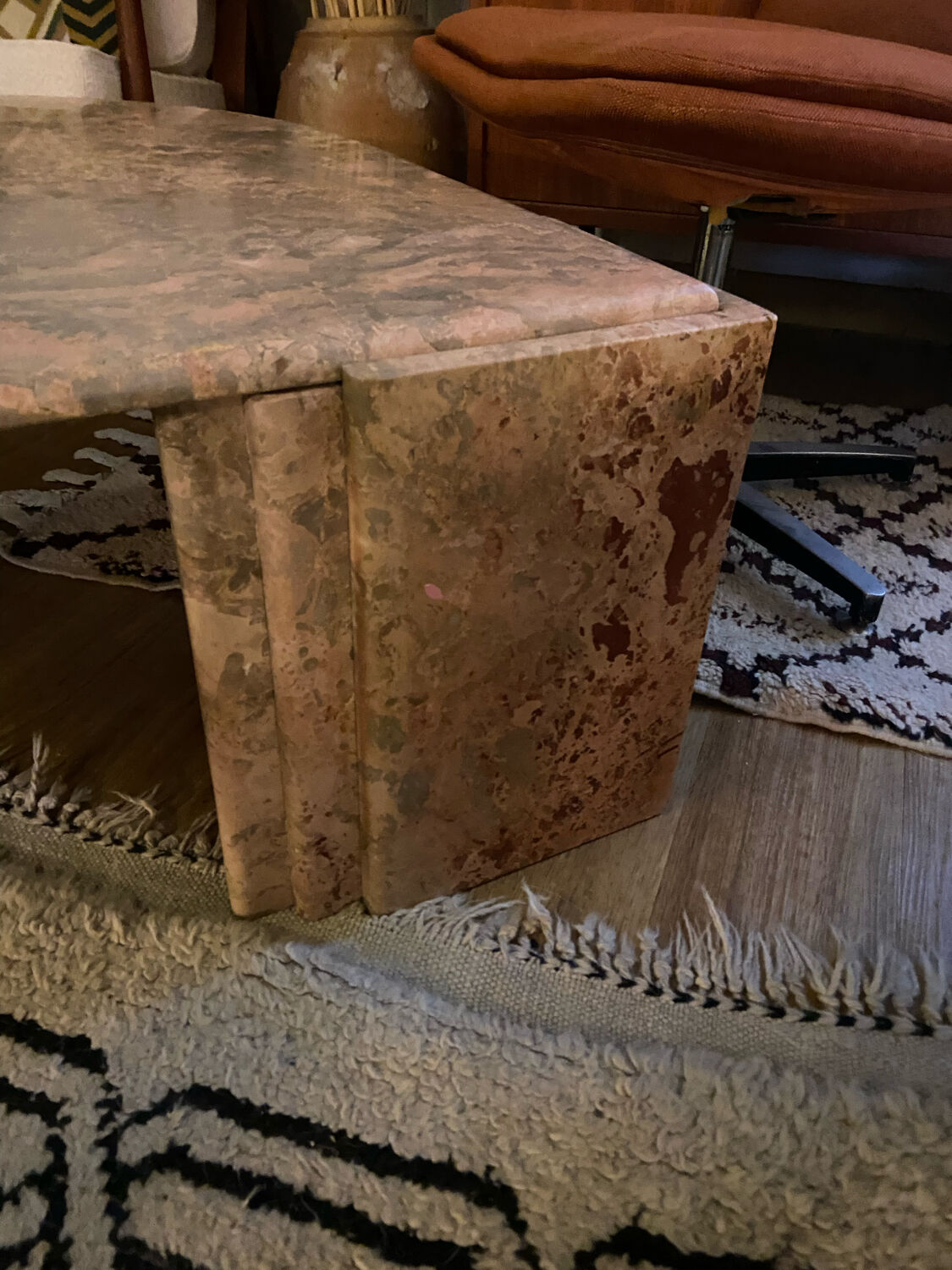 Vintage pink marble eye coffee table