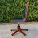 Vintage armchair in wood and black leather Cofemo (6 available)