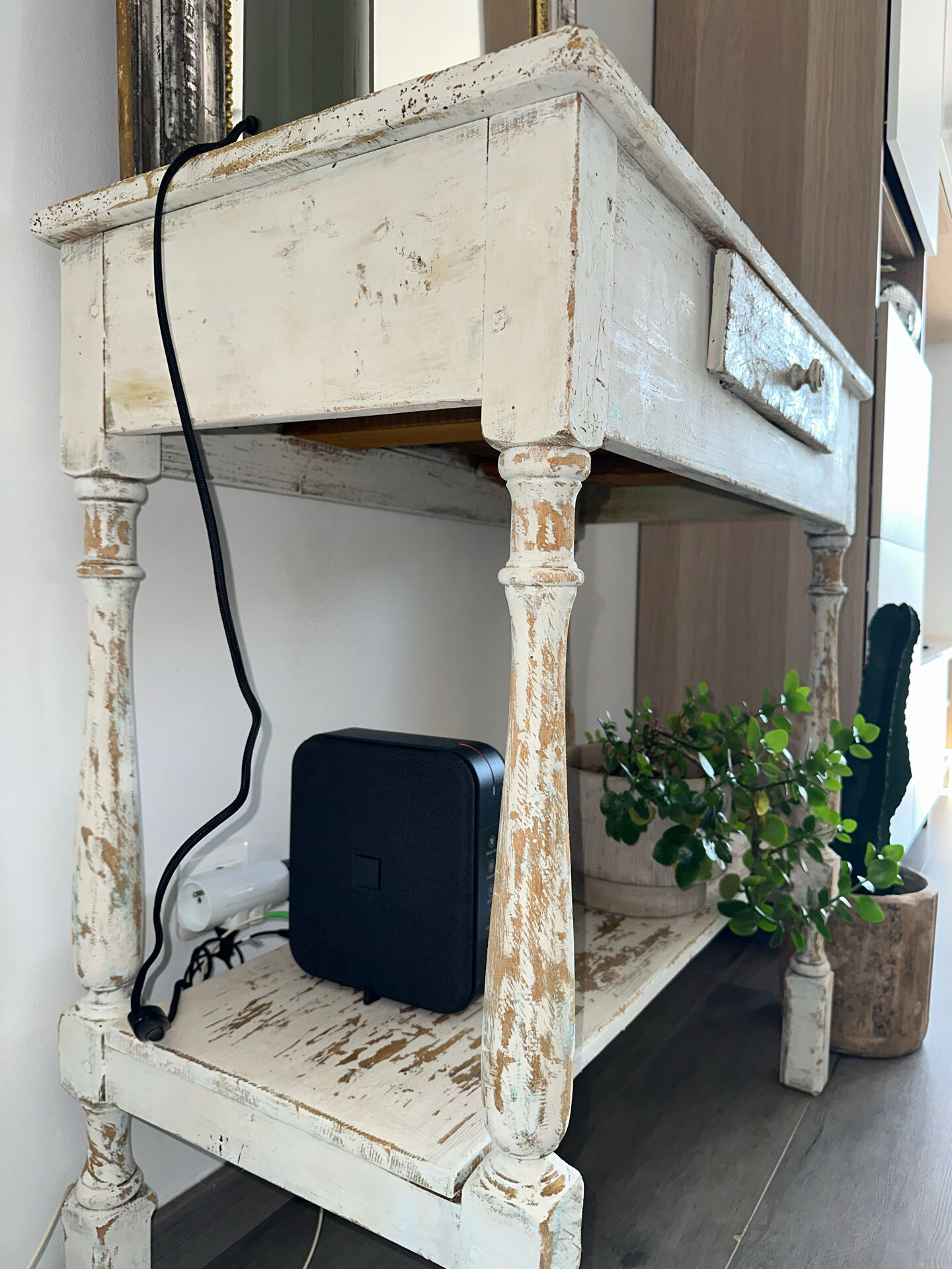 Patinated wooden work table