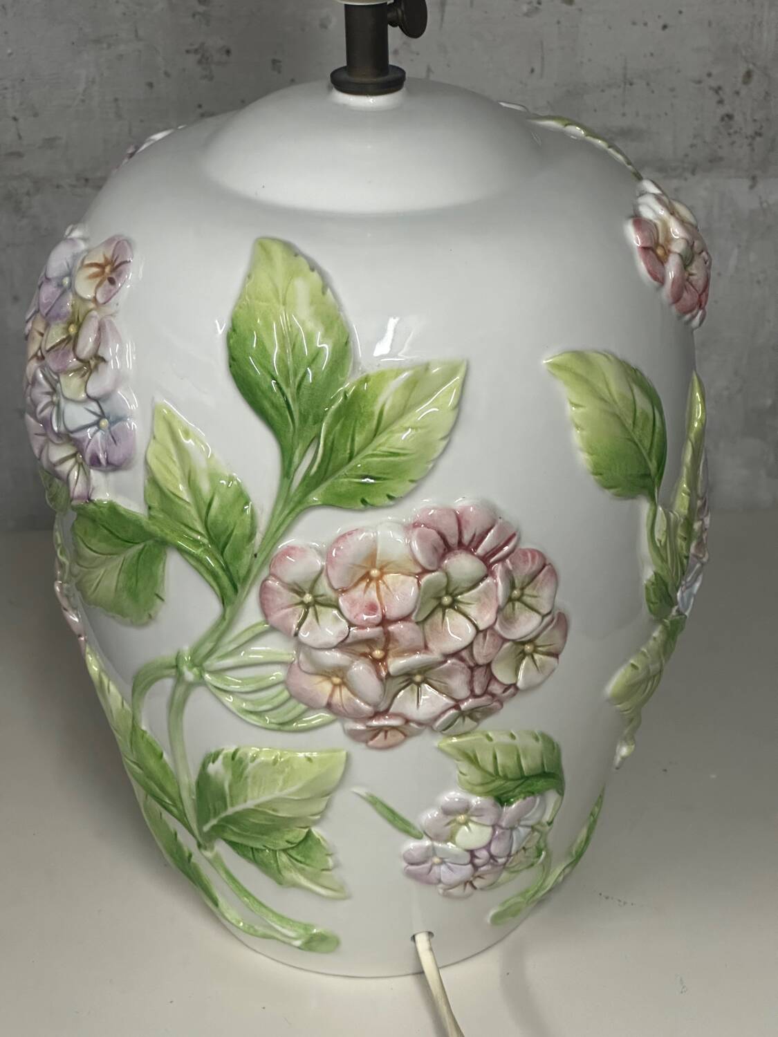 Chaumette Model Hortensias Lamp Base - Barbotine H 40 cm