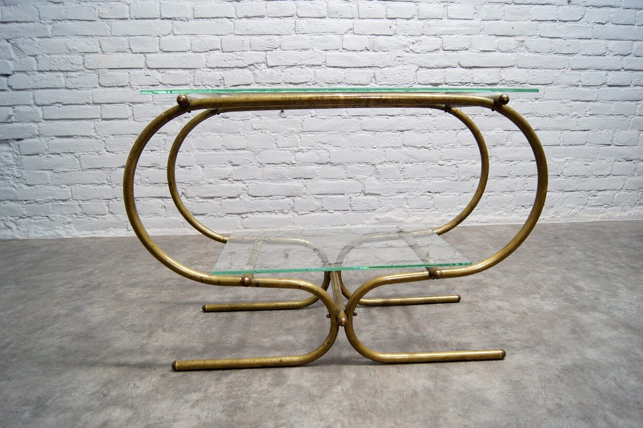 Bauhaus Tubular Brass Side Table, 1930s