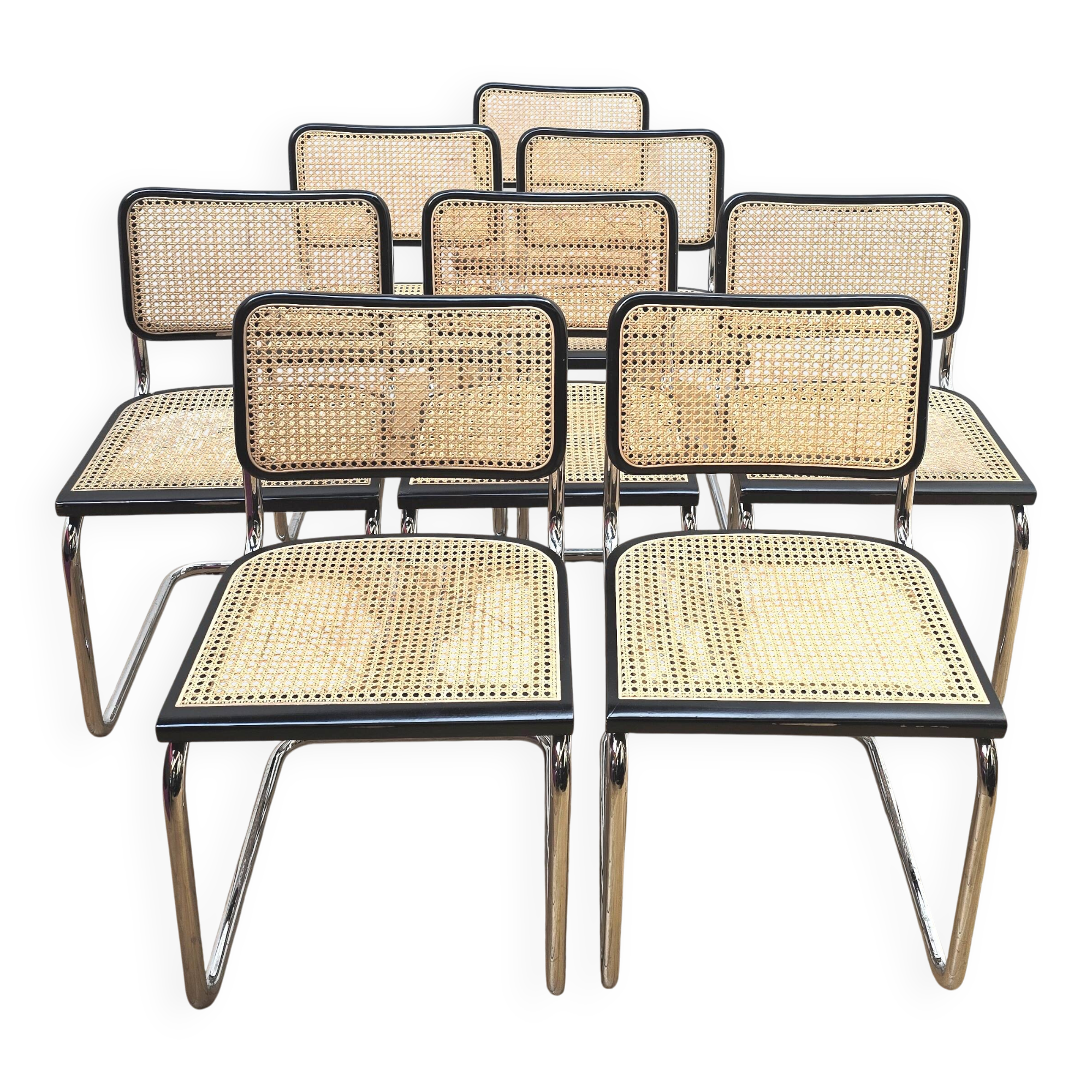 Set of 8 Cesca B32 chairs, Marcel Breuer