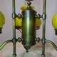 Large 3-light chandelier in glass, opaline and brass