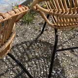Pair of rattan patio armchairs