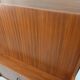 Vintage modular secretary bookshelf in teak and metal.