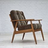 1970s, Danish armchair, beech wood, furniture wool fabric.