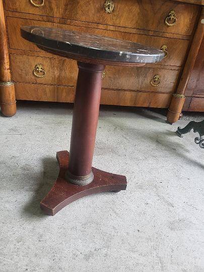Small empire pedestal table or sellette in mahogany with marble top