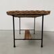 Table basse osier tressé et métal 1960
