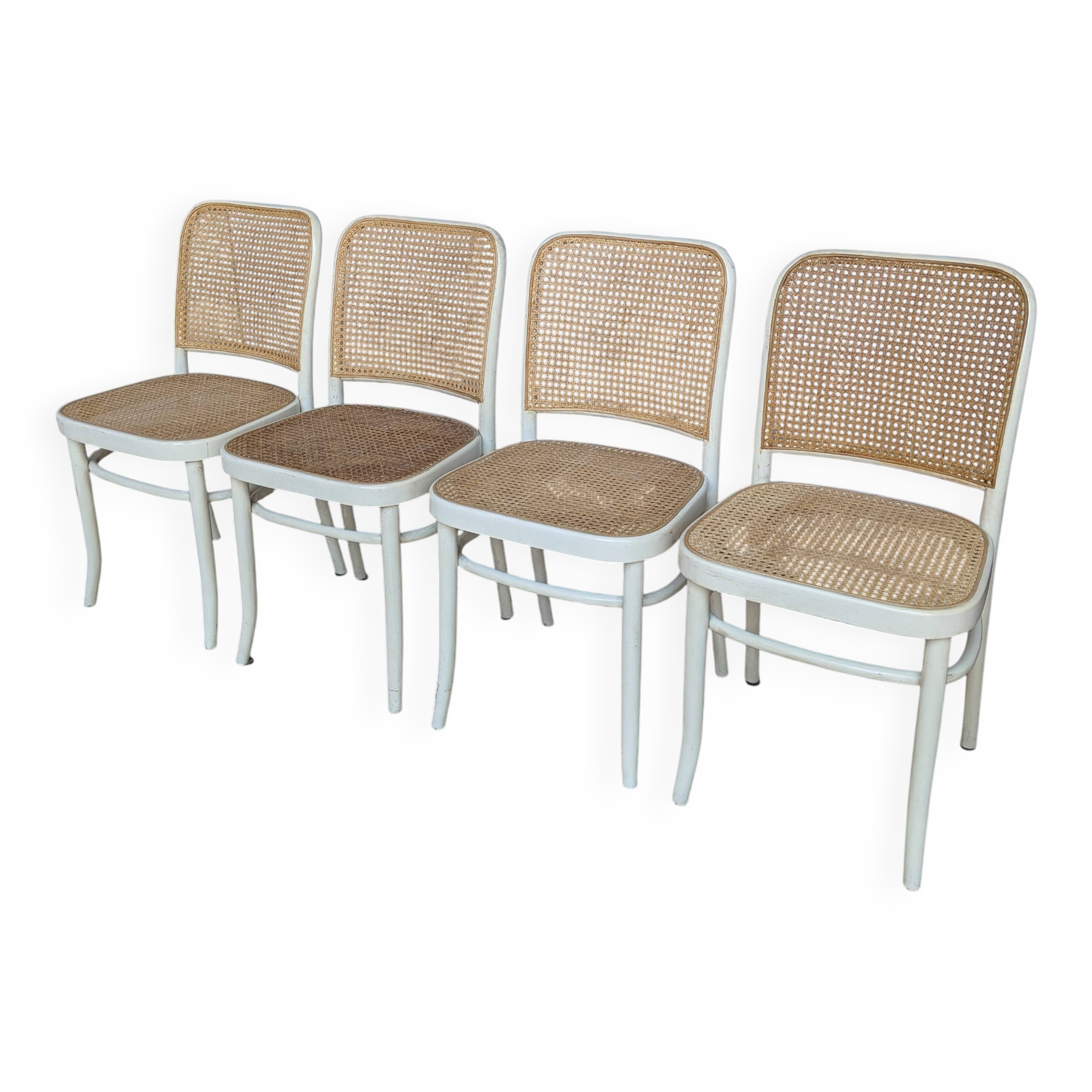Set of 4 Thonet Style 811 Cane Chair: Josef Hoffman Mid-Century Modern Furn