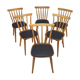 Lot de 6 chaises scandinave 1960