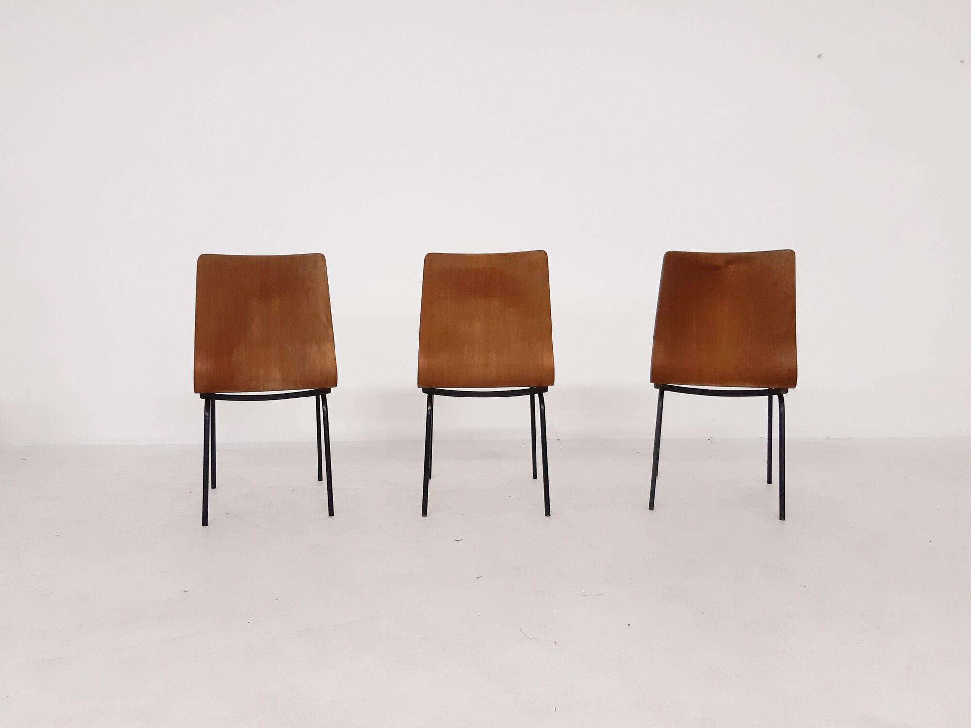 Set of 3 plywood Euroika dining chairs by Friso Kramer for Auping